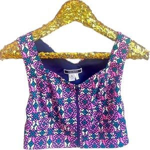 Nikibiki Floral Zip Up Crop Top